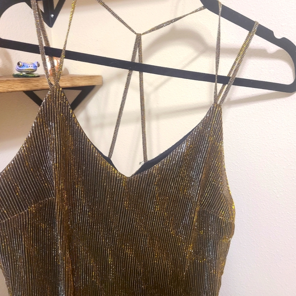 Black/Gold Strappy Short Dress